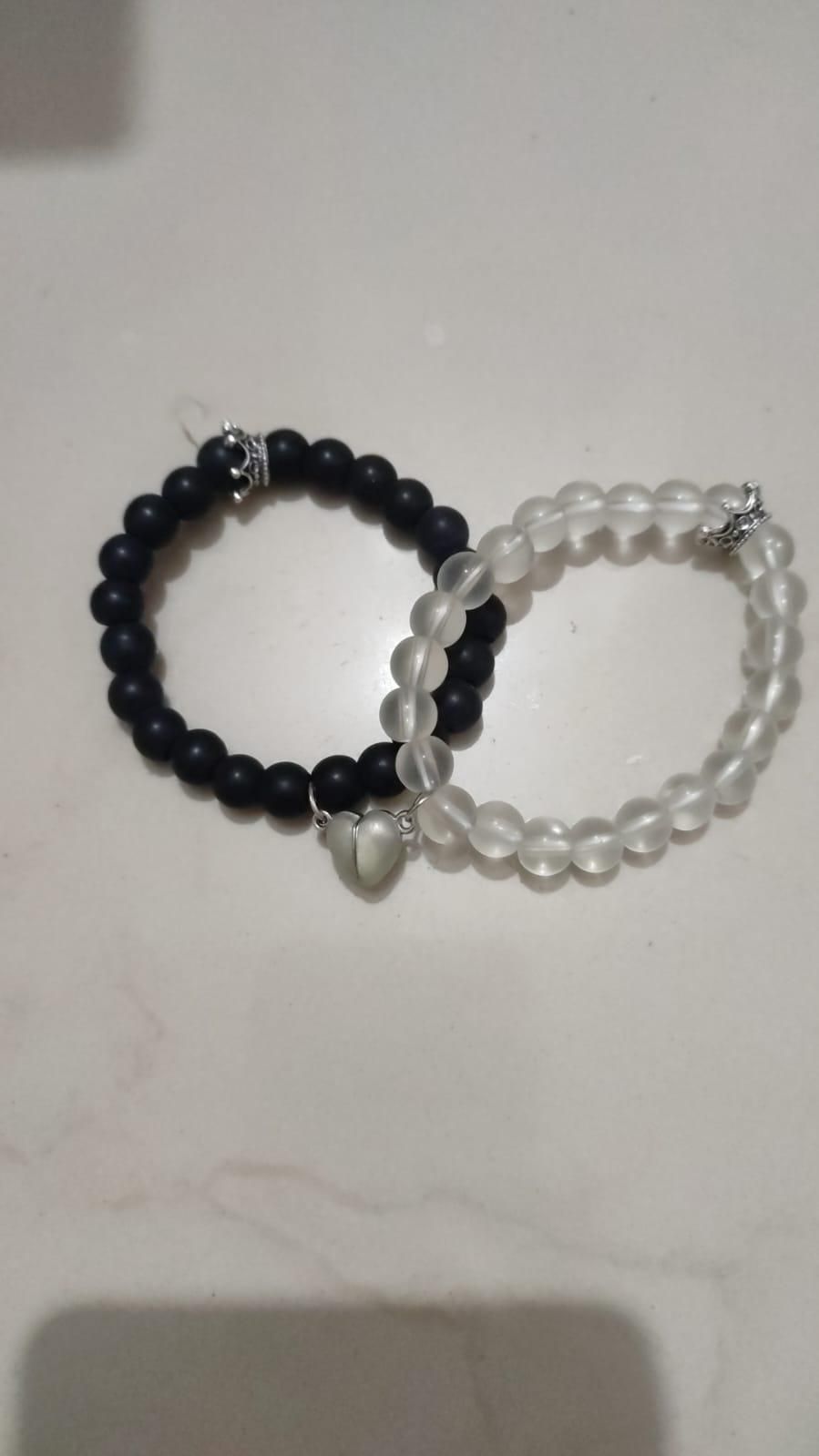 Black & White Magnetic Couple Bracelet Set